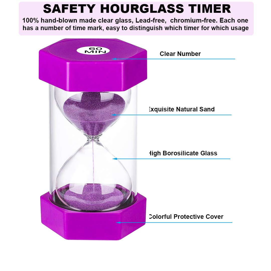 Sand Timer 1 Minute Hourglass Timer, Colorful Sand Watch 1 Minute, Small Purple Sand Clock One Minute, Plastic Hour Glass Sandgl